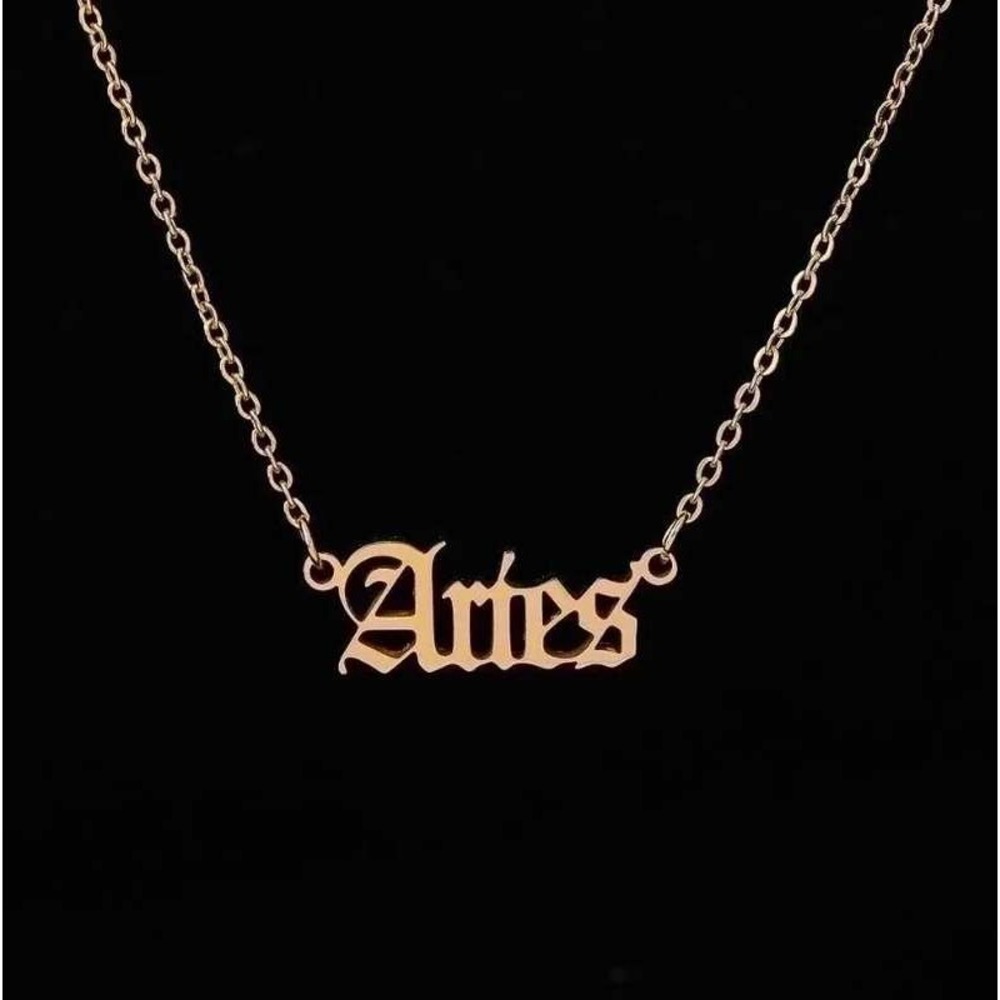 Aries Necklace 18K‎ Gold Plated Stainless Steel Zodiac Sign Astrology Jewelry